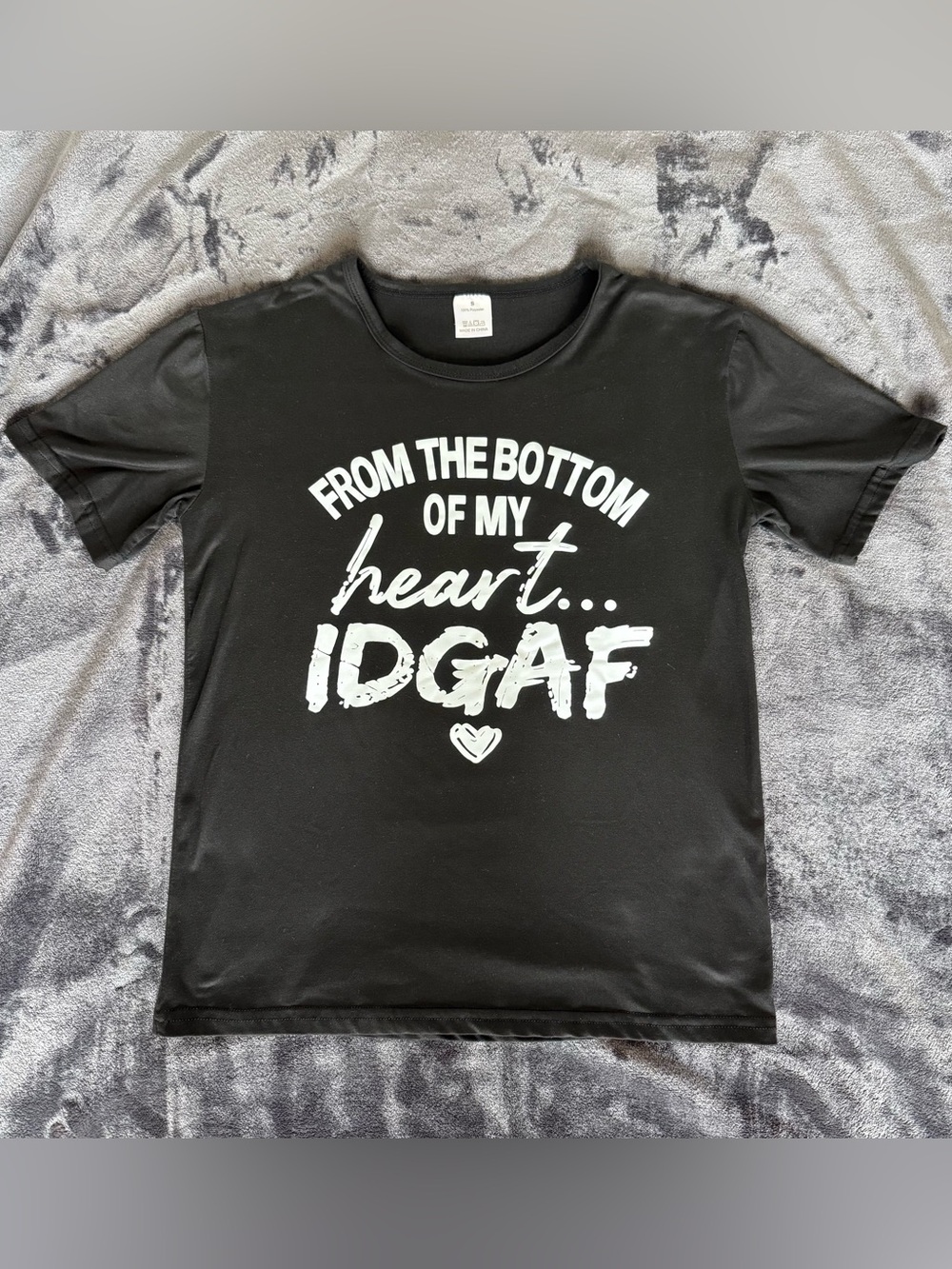 Black Graphic Short-Sleeve Tee - 'From the Bottom of My Heart... IDGAF'